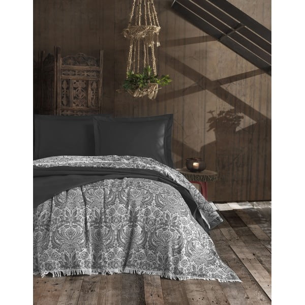Antracito spalvos medvilninis dvivietis lovos užtiesalas "EnLora Home Nish", 240 x 260 cm