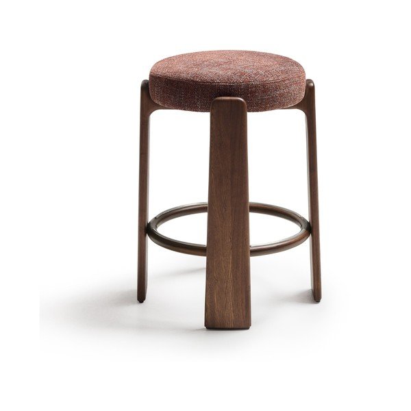 Rudos spalvos/tamsios natūralios spalvos iš uosio masyvo baro taburetė (sėdynės aukštis 65 cm) Granite – Kave Home-image-2