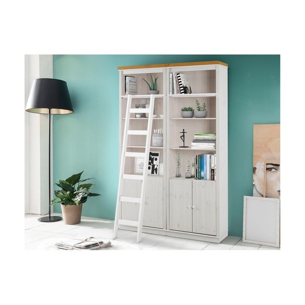 Iš pušies masyvo knygų spinta  baltos spalvos 148x223 cm Anita – Støraa-image-1