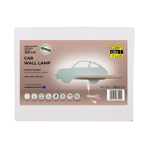 Mėtų spalvos vaikiškas šviestuvas Car - Candellux Lighting-image-3