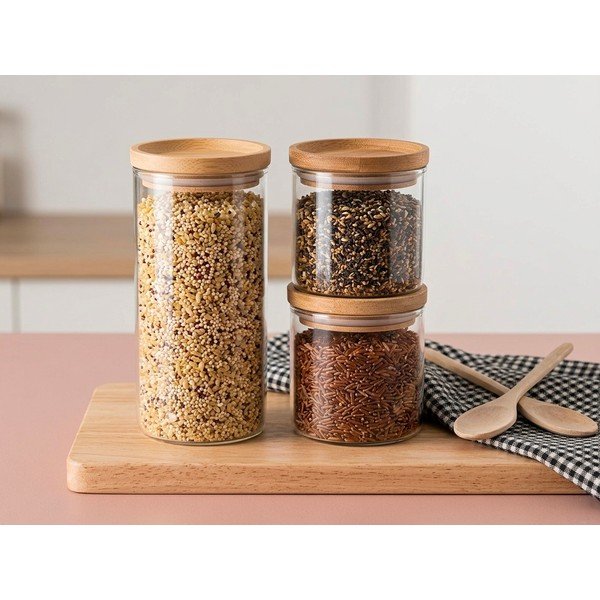 3 stiklinių indelių rinkinys Hermetic – Ego Dekor-image-1