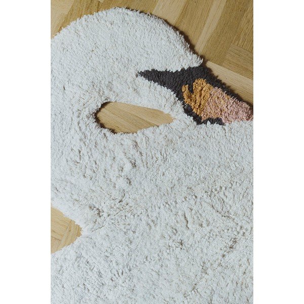 Skalbiamas/rankų darbo kreminės spalvos iš medvilnės vaikiškas kilimas 100x120 cm Swan – Lorena Canals-image-3