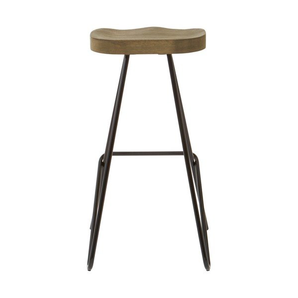 Juodos spalvos/natūralios spalvos iš guobos masyvo baro taburetė (sėdynės aukštis 78 cm) District – Premier Housewares-image-2