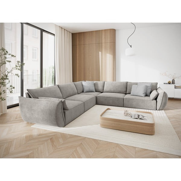 Šviesiai pilka kampinė sofa (kintama) Vanda - Mazzini Sofas-image-1