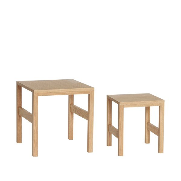 Šoniniai stalai 2 vnt. iš ąžuolo 40x40 cm Puzzle – Hübsch-image-3