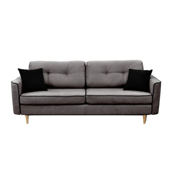 Tamsiai pilka dvivietė sofa-lova su šviesiomis kojomis Mazzini Sofas Ivy