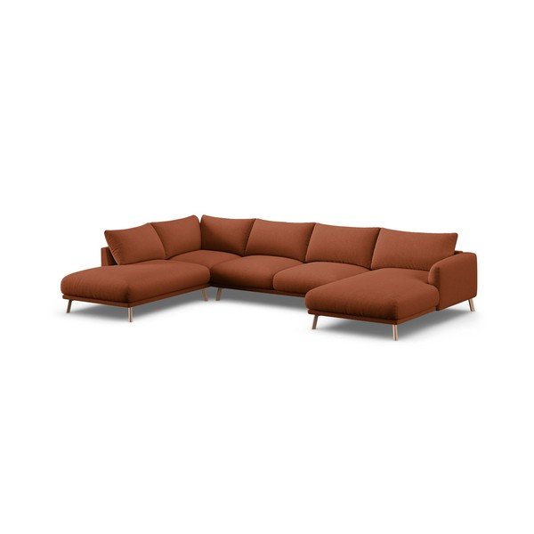 Terakotos spalvos kampinė sofa („U“ formos) Naomi – Micadoni 