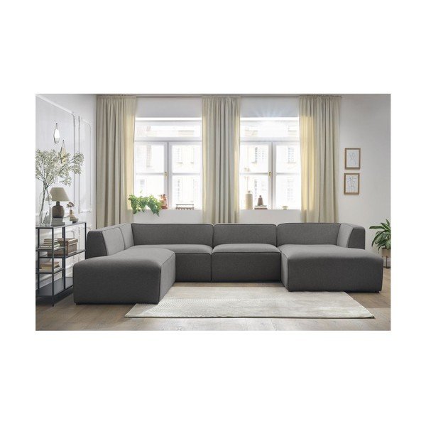 Tamsiai pilkos spalvos modulinė kampinė sofa (su kairiuoju kampu/„U“ formos) Megeve – Bobochic Paris-image-4