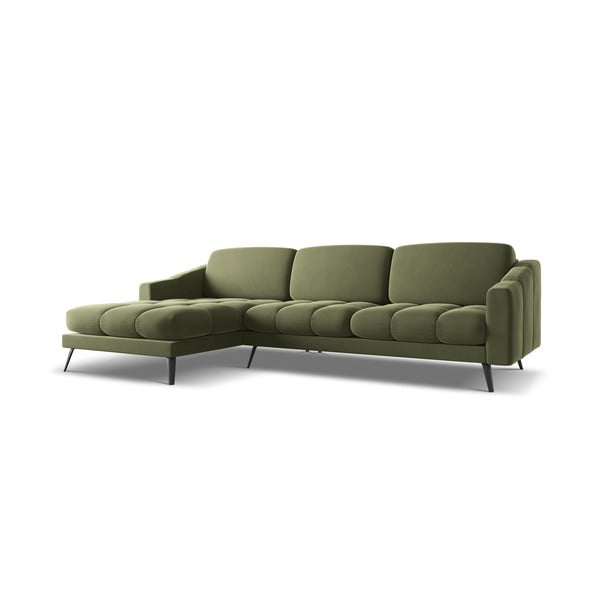 Žalios spalvos iš velveto kampinė sofa (su kairiuoju kampu) Nalu – Makamii-image-2