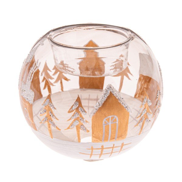 Iš stiklo žvakidė su Kalėdų motyvu Snowy Land – Dakls