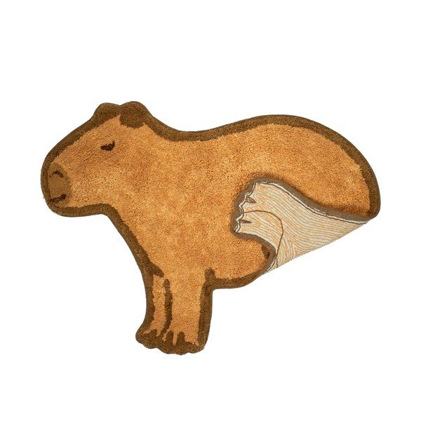 Rudos spalvos iš medvilnės vaikiškas kilimas 52x68 cm Capybara – Sass & Belle-image-1