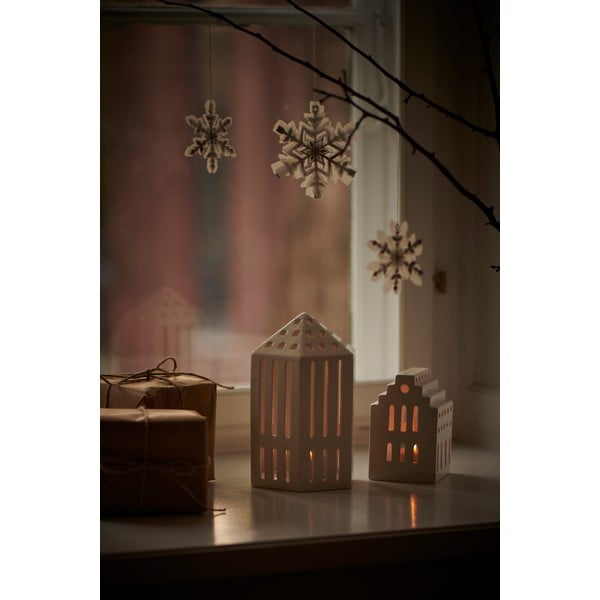 Baltas keraminis žibintas Kähler Design Long Church, aukštis 10 cm-image-1