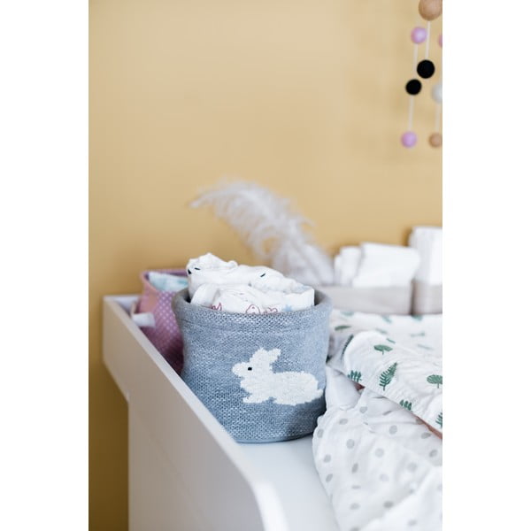 Pilkos spalvos medvilnės krepšys Kindsgut Bunny, ø 16 cm-image-1