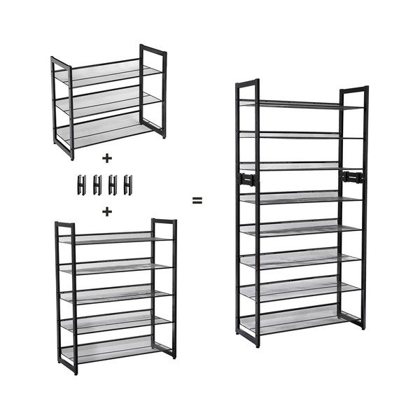 Juoda metalinė lentyna 15 porų batų Songmics-image-4