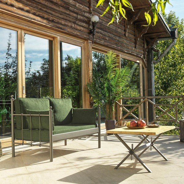Iš metalo sodo sofa žalios spalvos Lalas – Floriane Garden-image-3