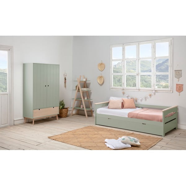 Žalia vaikiška spinta su pušies medienos kojomis Marckeric Kiara-image-1