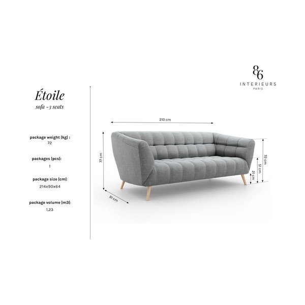 Tamsiai raudona sofa Interieurs 86 Étoile, 210 cm-image-4