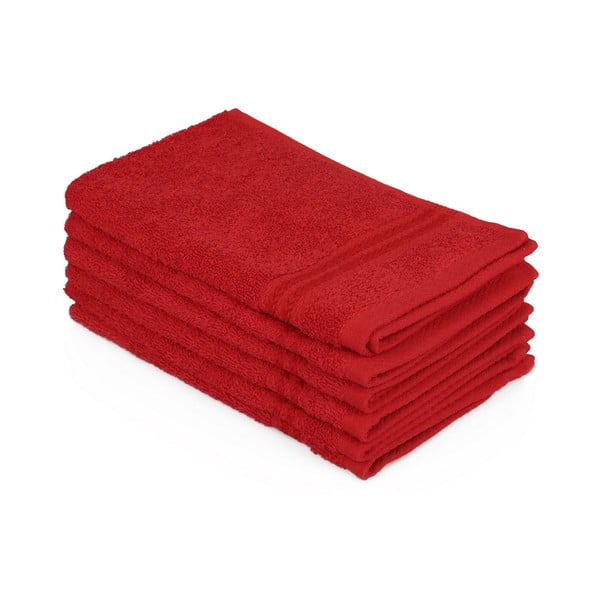 6 raudonų vonios rankšluosčių rinkinys, 50 x 30 cm