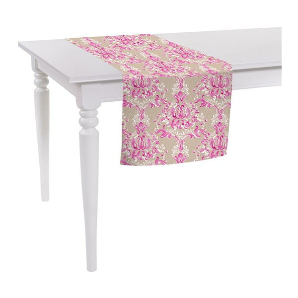 Smėlio ir rožinės spalvos staltiesė Mike & Co. NEW YORK Butterflies, 140 x 40 cm