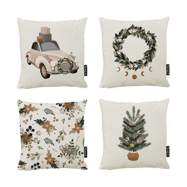 Dekoratyviniai pagalvių užvalkalai 4 vnt. su Kalėdų motyvu 45x45 cm Festive Mood – Butter Kings