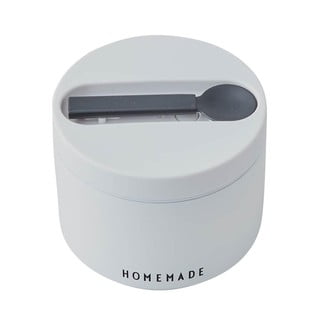 Balta termosinė pietų dėžutė su šaukštu Design Letters Homemade, aukštis 9 cm