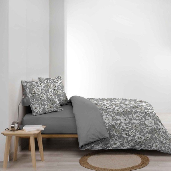 Iš medvilnės dvigulė/itin ilga patalynė baltos spalvos/pilkos spalvos 240x220 cm Milady – douceur d'intérieur-image-1