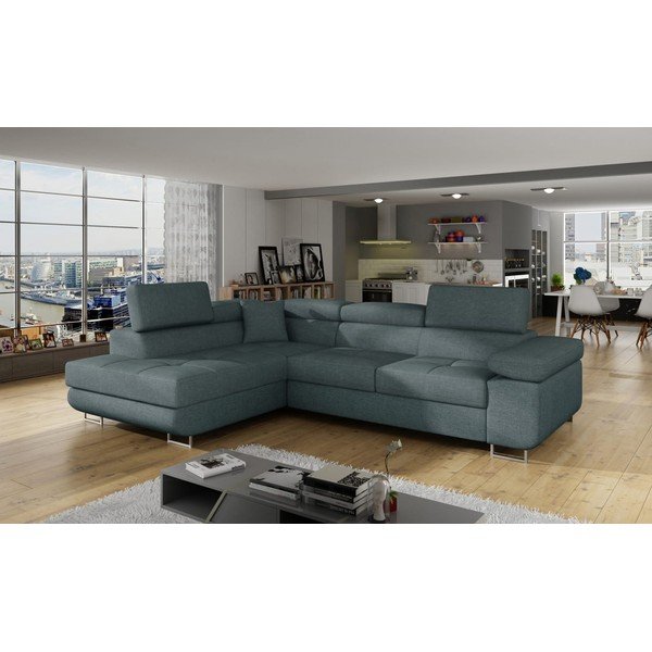 Mėlynos spalvos sulankstoma/su sandėliavimo vieta kampinė sofa (su kairiuoju kampu/„L“ formos) Anton – ELTAP-image-3