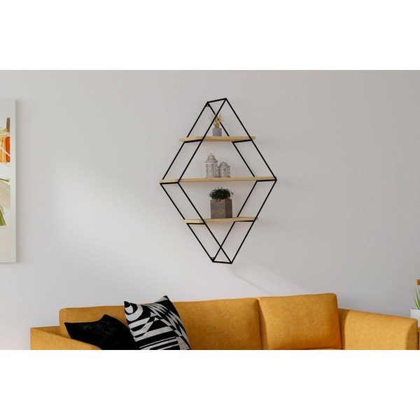 Juoda/natūrali dviaukštė lentyna Meho - Kalune Design-image-1