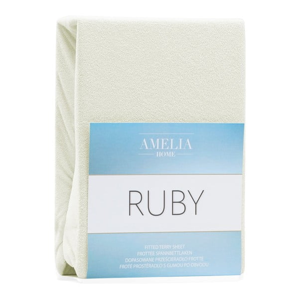 Iš frote audinio paklodė kreminės spalvos su guma 240x220 cm Ruby – AmeliaHome-image-2