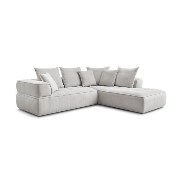 Šviesiai pilkos spalvos iš šenilinio audinio kampinė sofa (su dešiniuoju kampu/„L“ formos) Whesley – Bobochic Paris-image-3