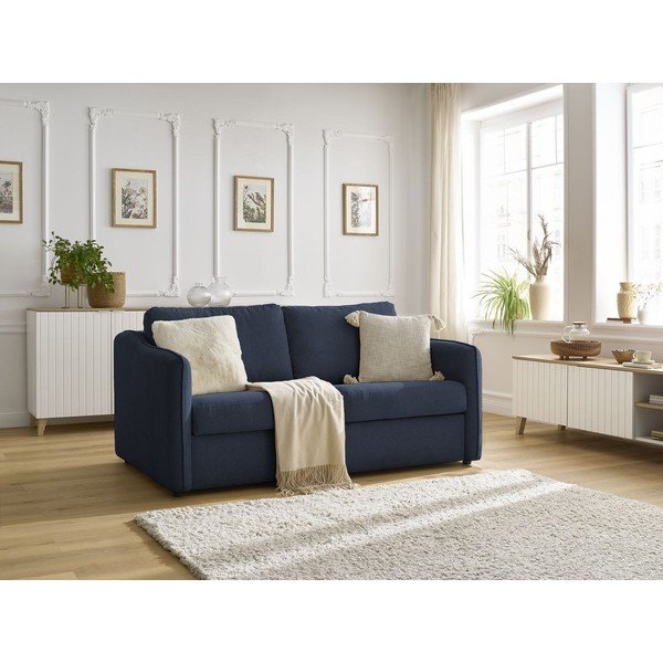 Tamsiai mėlynos spalvos sofa miegojimui/sulankstoma 178 cm Lenny – Bobochic Paris-image-1