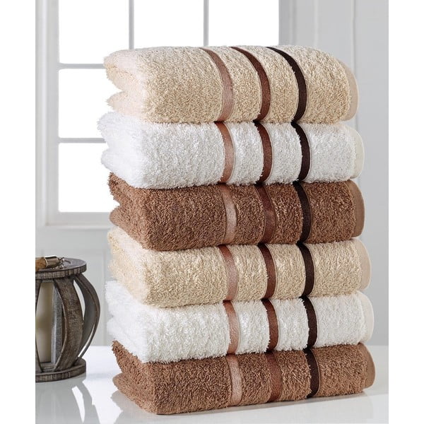 6 grynos medvilnės rankšluosčių rinkinys Pure Cotton Towel, 50 x 90 cm