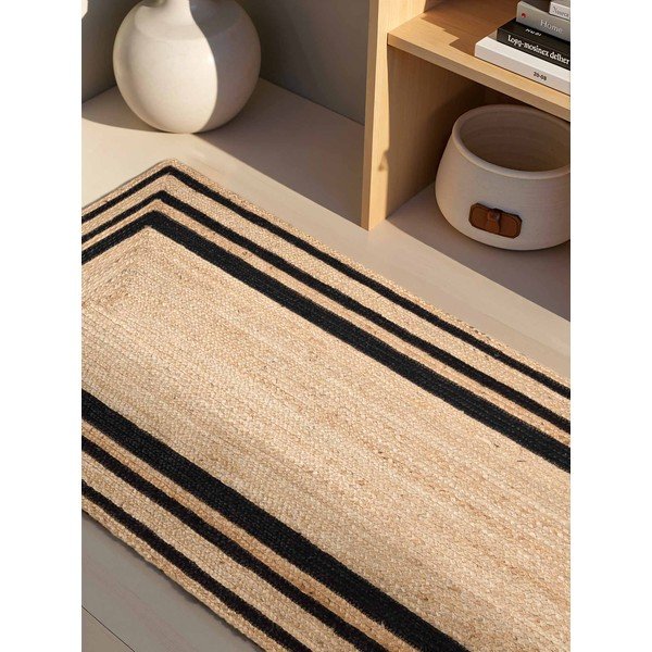 Rankų darbo juodos spalvos/natūralios spalvos iš džiuto kilimas 70x200 cm Jutta – Hanse Home-image-2