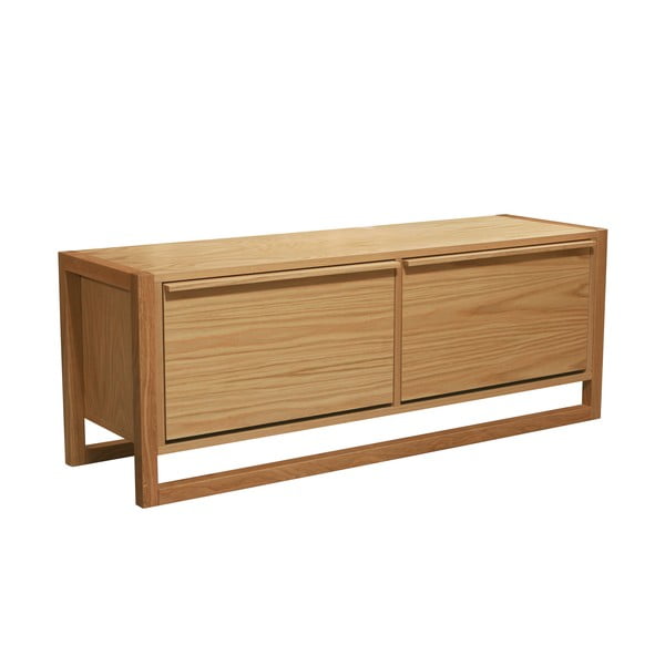 Atlenkiama spintelė batams natūralios spalvos su suoliuku iš ąžuolo NewEst – Woodman