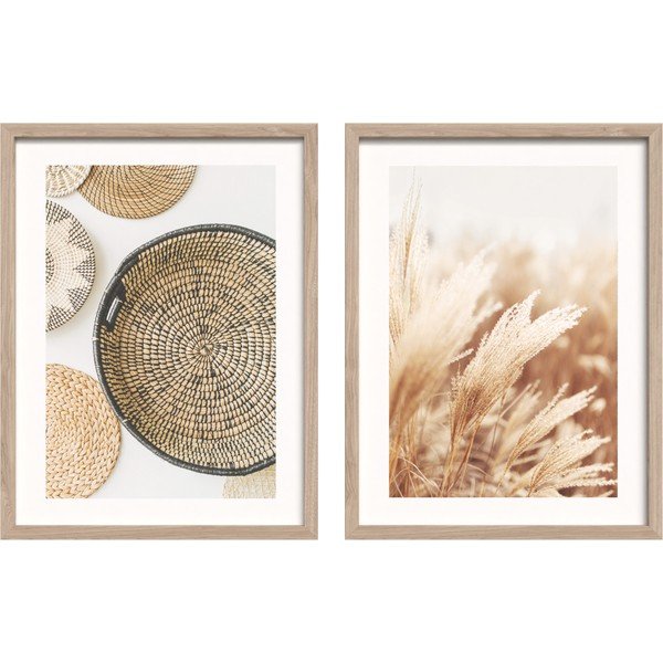 Spausdinti paveikslai su rėmeliu 2 vnt. 30x40 cm Full Beige – Styler