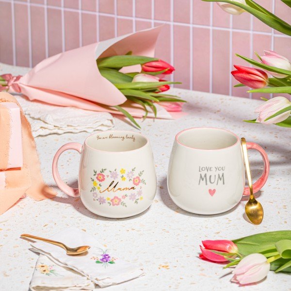 Šviesiai rožinės spalvos iš porceliano  puodelis 450 ml Mama You Are Blooming – Sass & Belle-image-1