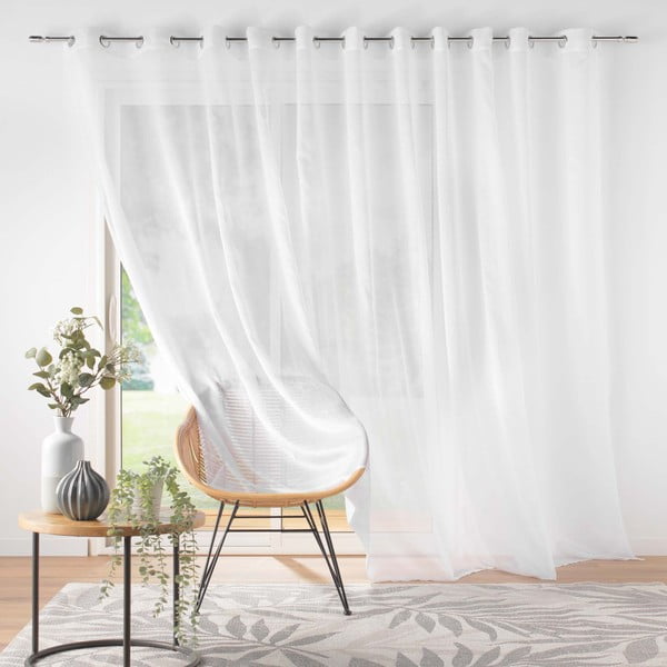 Baltos spalvos iš šydo permatoma užuolaida 400x240 cm Lissea – douceur d'intérieur-image-4