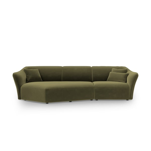 Iš velveto kampinė sofa žalios spalvos Tokyo – Cosmopolitan Design