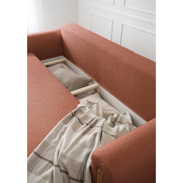 Terakotos spalvos iš boucle sulankstoma/su sandėliavimo vieta sofa 244 cm Arcadova – ELTAP-image-4