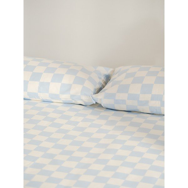 Šviesiai mėlynos spalvos/kreminės spalvos iš satino medvilnės viengulis antklodės užvalkalas 140x200 cm Plu – noo.ma-image-2