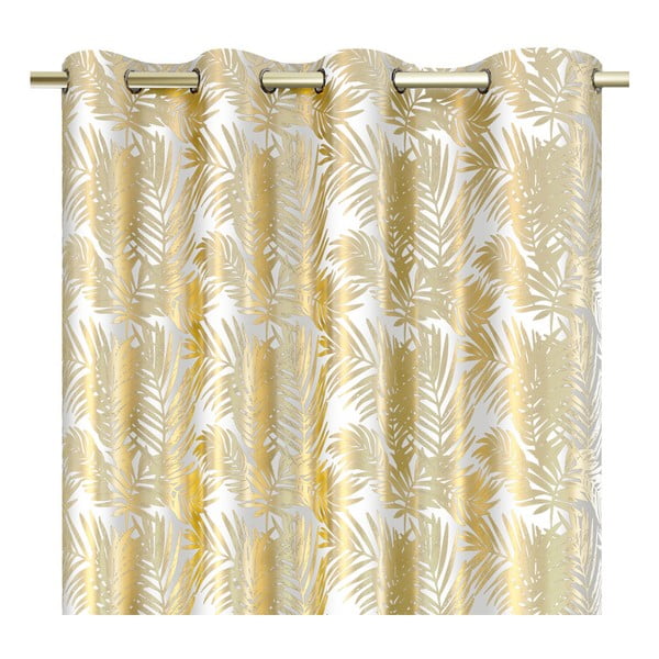 Baltos spalvos/auksinės spalvos iš velveto pritemdymas (dalinis užtemimas) užuolaida 140x245 cm Golden Leaves – Restilo