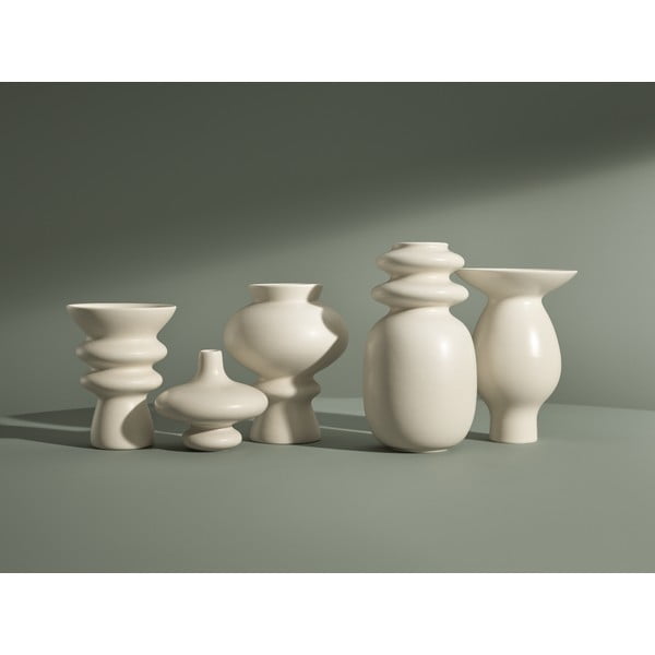 Kreminės baltos spalvos keraminė vaza "Kähler Design Kontur", aukštis 25 cm-image-2
