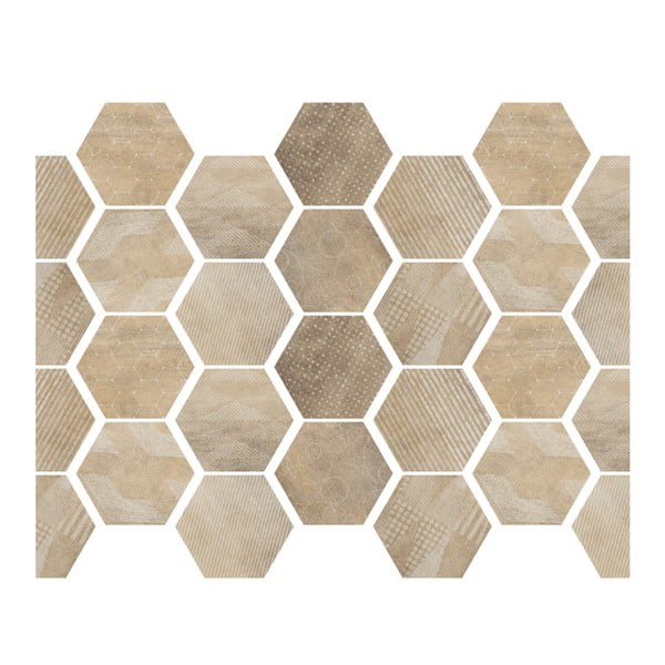 28 medžio apdailos lipdukų rinkinys Ambiance Hexagons, 10 x 9 cm