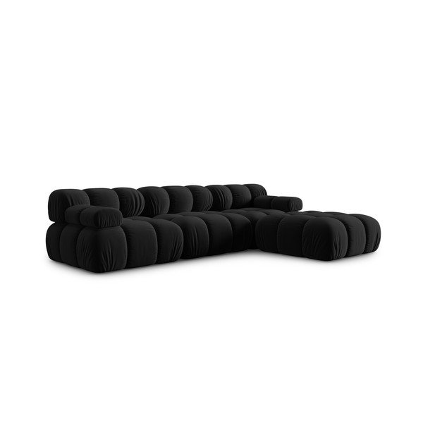 Kampinė sofa juodos spalvos iš velveto Bellis – Micadoni Home-image-3