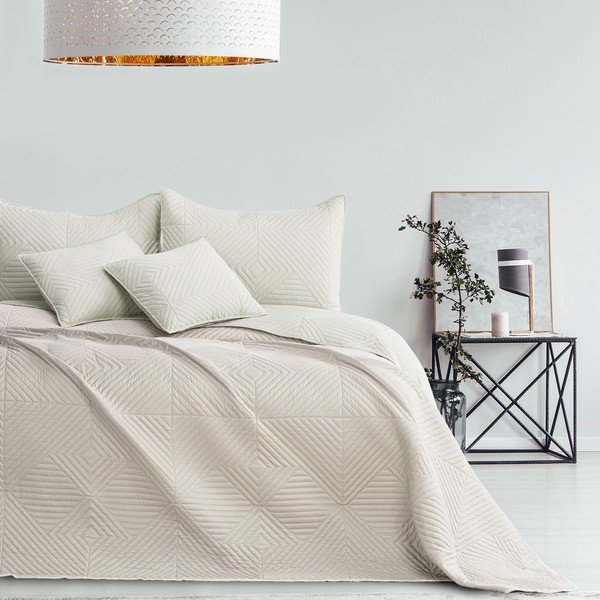 Kreminės spalvos iš mikropluošto dygsniuota lovatiesė 220x240 cm Softa – Restilo-image-2