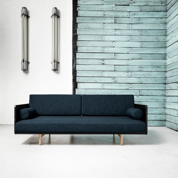 Kintama sofa "Karup Deva" juoda/žalias ąžuolas/tamsiai mėlyna