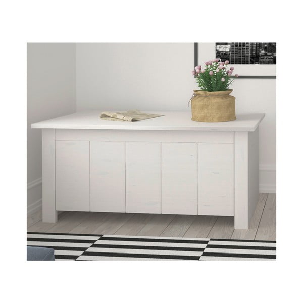 Iš pušies masyvo skrynia baltos spalvos 100x45 cm Bertram – Støraa-image-1