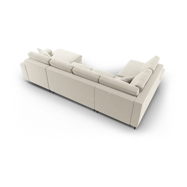 Smėlio spalvos iš velveto sulankstoma/su sandėliavimo vieta kampinė sofa (su kairiuoju kampu/„U“ formos) Kyoto – Cosmopolitan Design-image-4