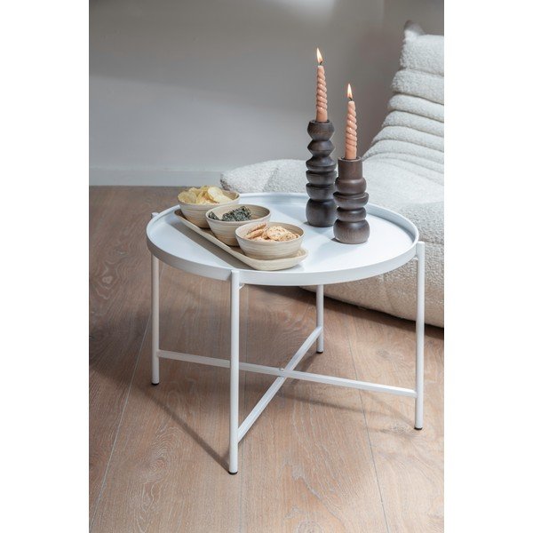 Baltos spalvos iš metalo apvalios formos kavos staliukas ø 50 cm Meseta  – Leitmotiv-image-2