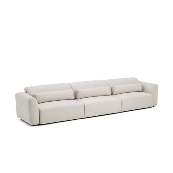 Smėlio spalvos reguliuojama sofa iš šenilinio audinio su gultu 410 cm Lares – Kave Home